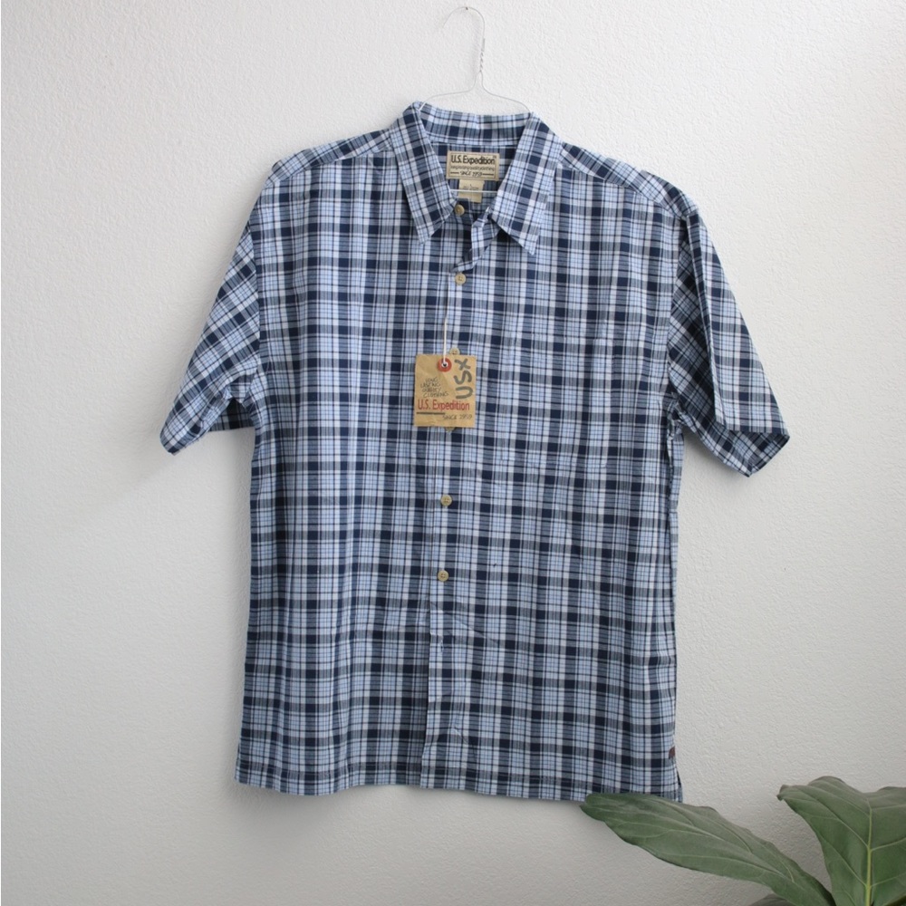 NWT Expeditions Blue Button Down Sz: L